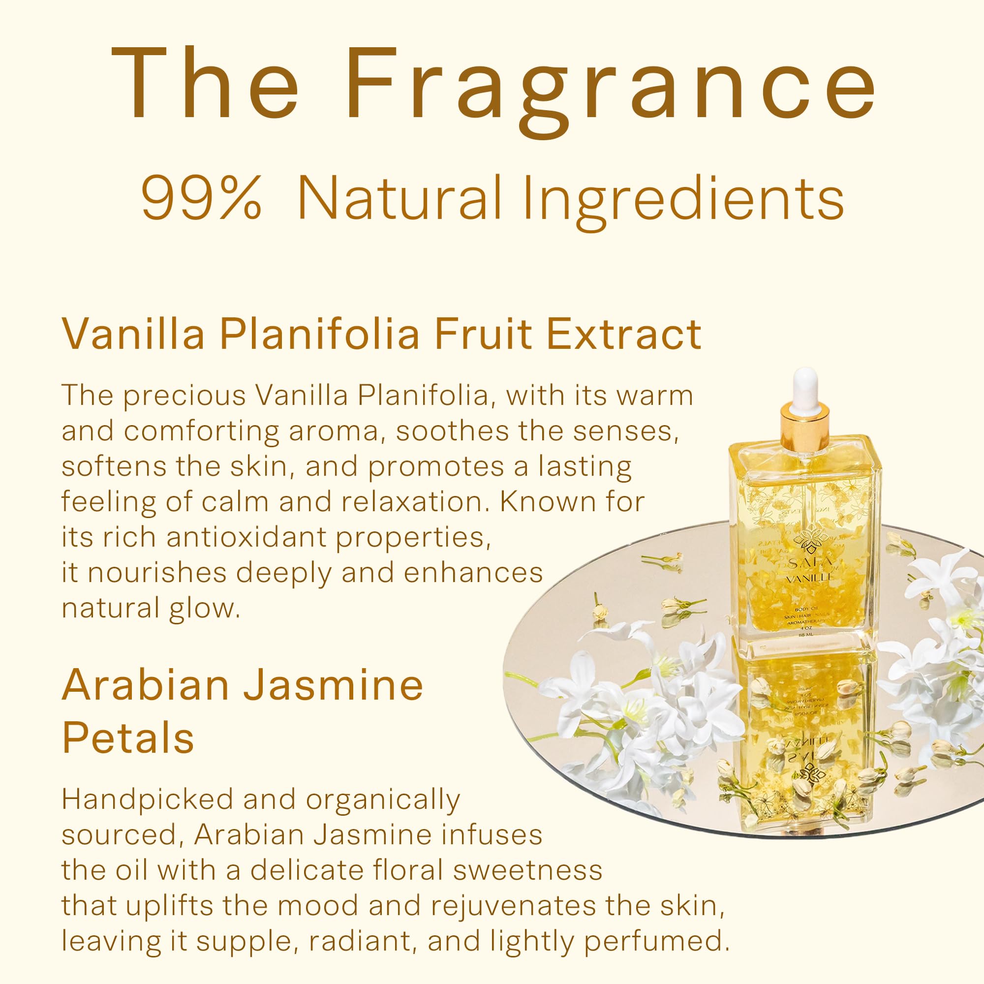 Arabian Jasmine petals in SAFA Vanillé Oil for fragrance and care