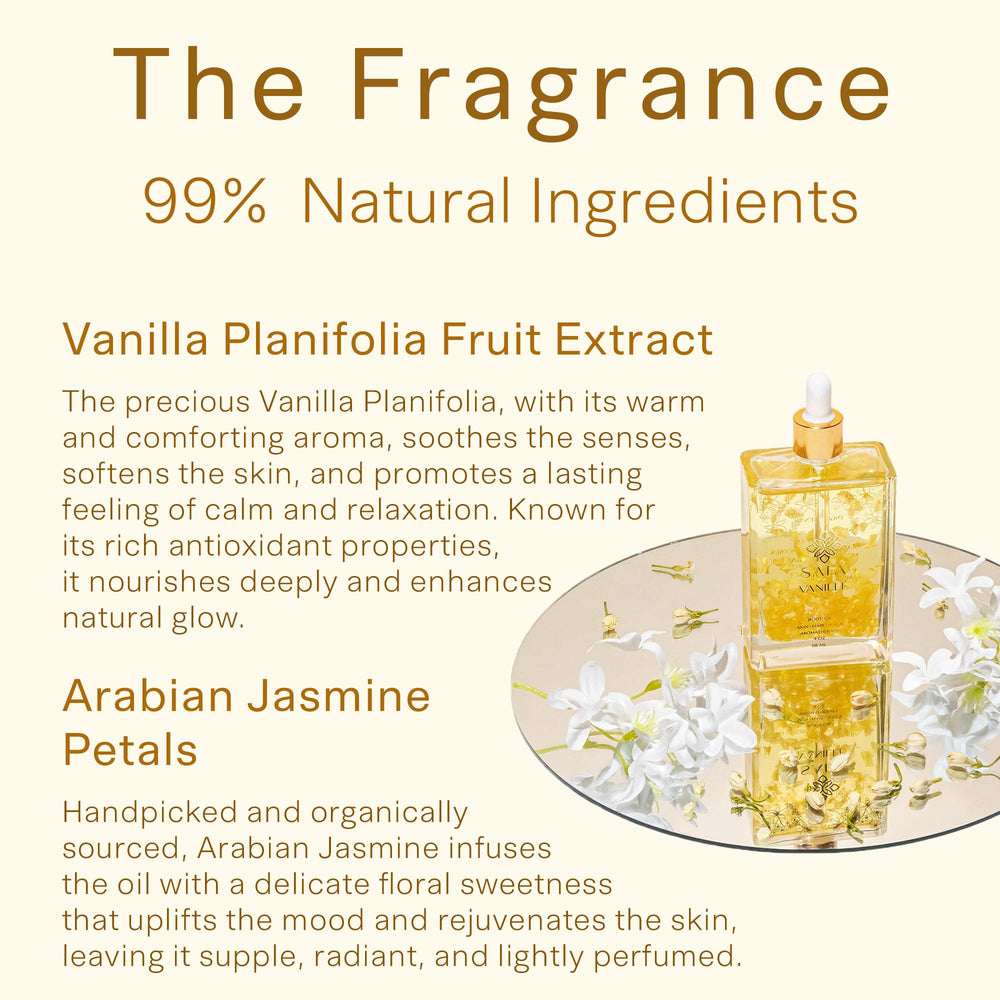 Arabian Jasmine petals in SAFA Vanillé Oil for fragrance and care