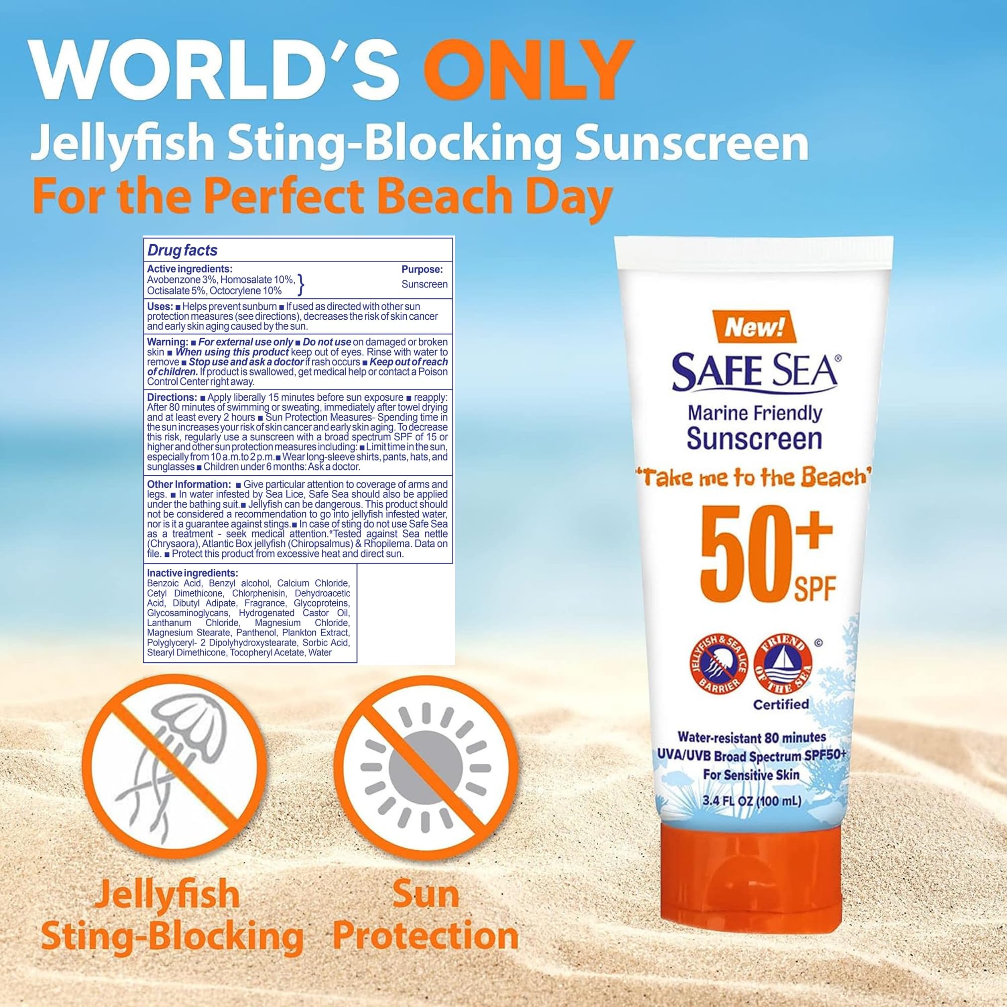 SAFE SEA 3-pack tubes ready for travel and outdoor protection