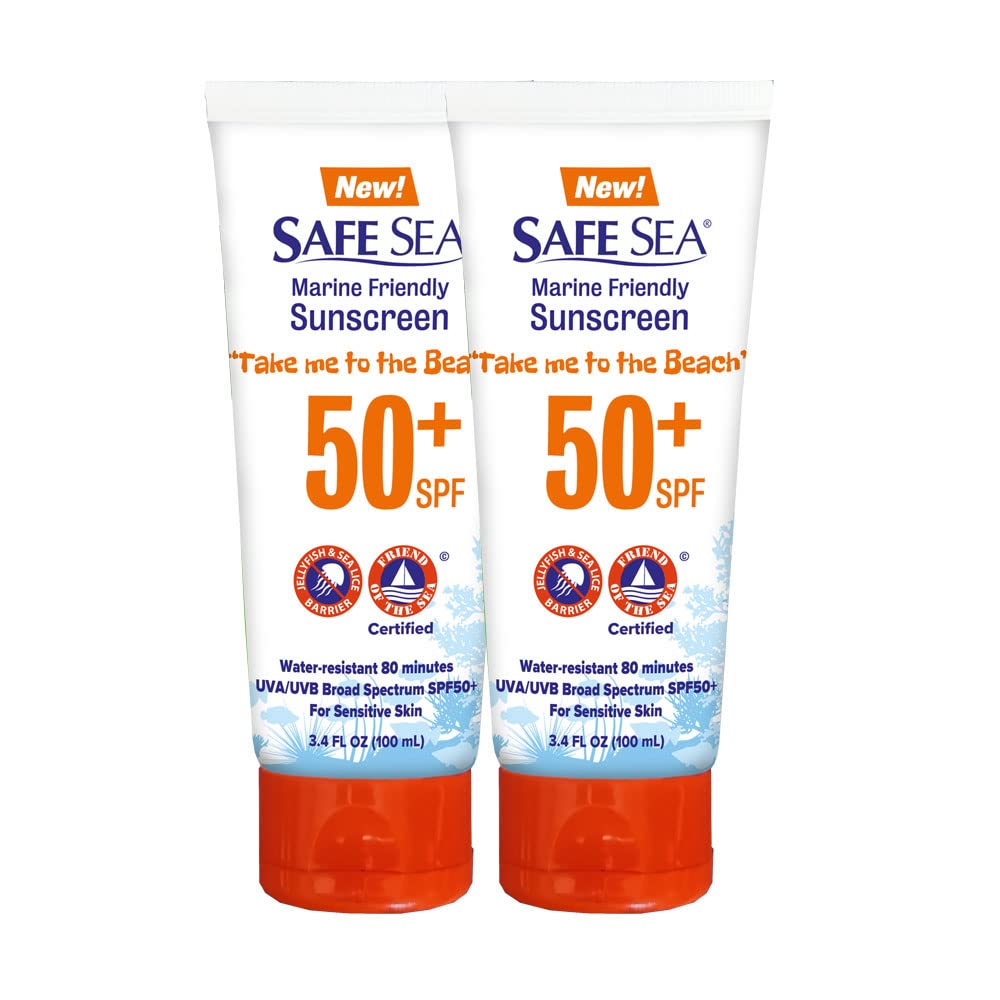 SAFE SEA anti-jellyfish sting protective lotion SPF 50 tube 2-pack for beach days