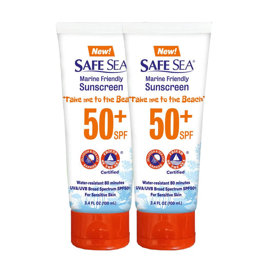 SAFE SEA anti-jellyfish sting protective lotion SPF 50 tube 2-pack for beach days
