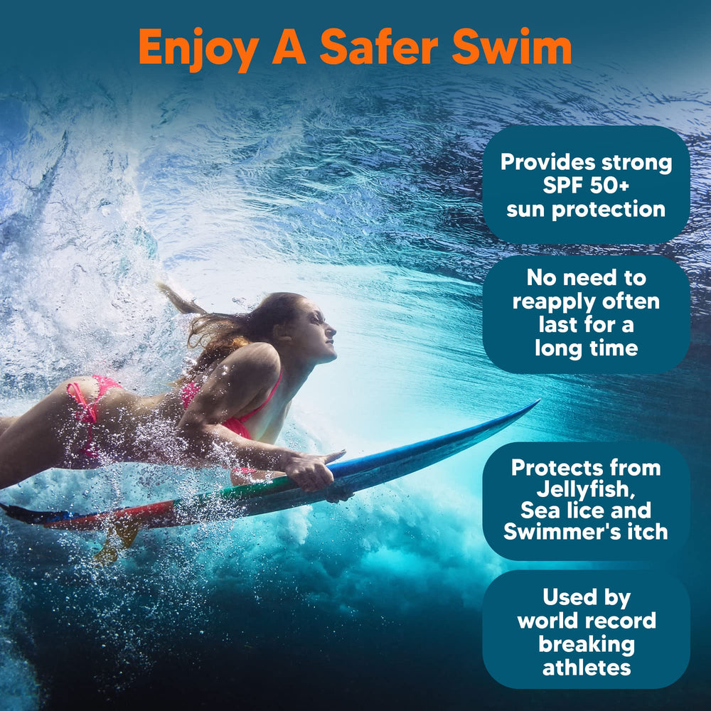 SAFE SEA sunscreen on skin during swimming shows water resistance
