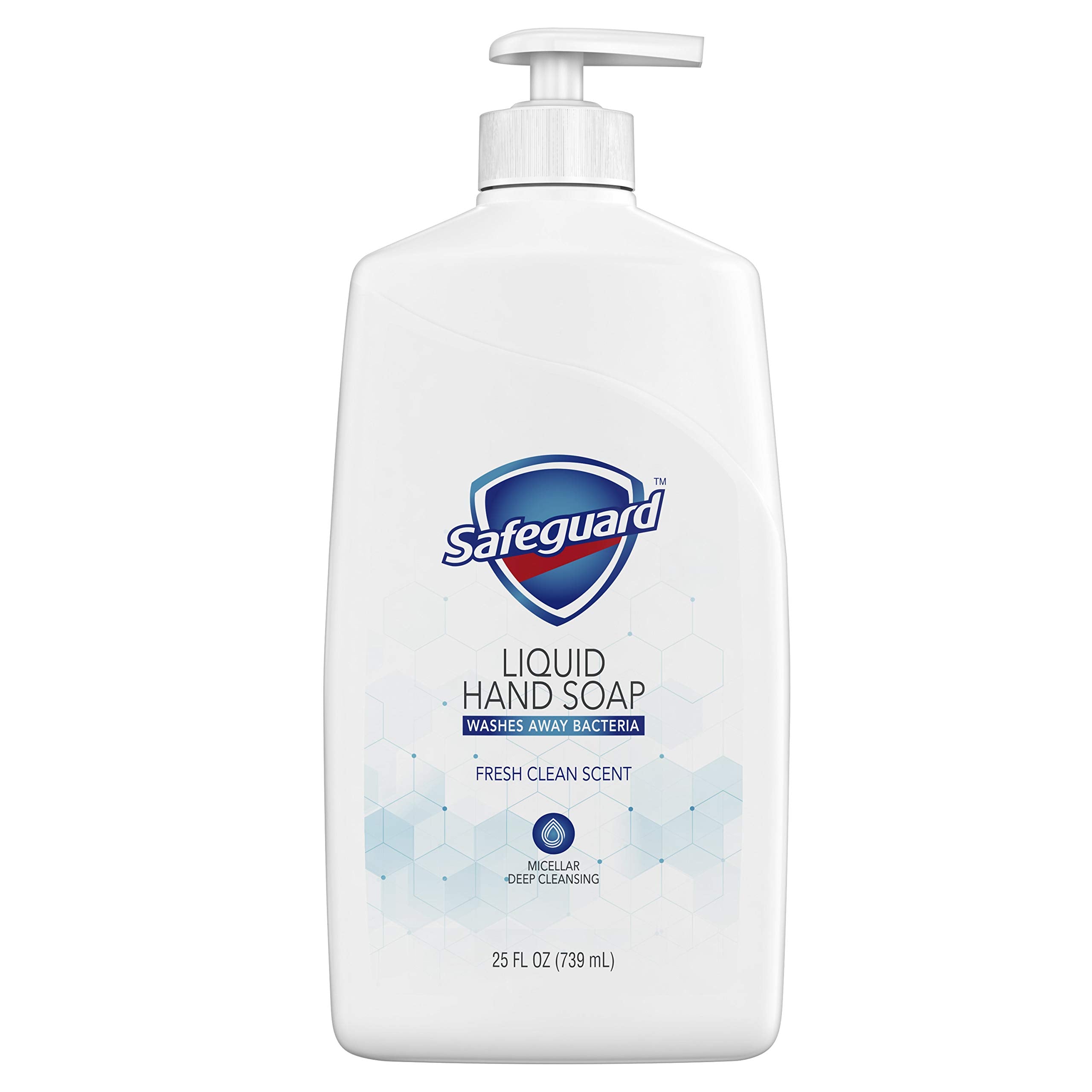 Safeguard liquid hand soap bottle front highlighting micellar cleansing for a fresh wash.