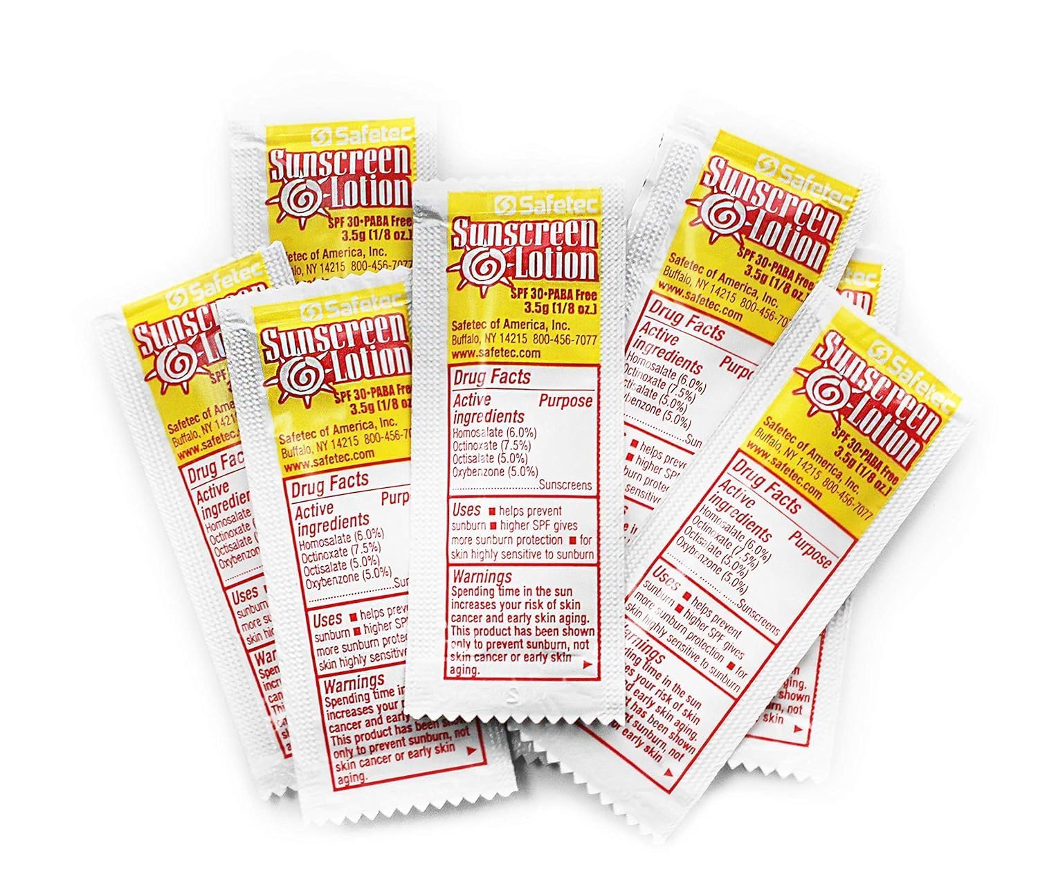 Safetec SPF30+ packets offer quick sun protection when outdoors