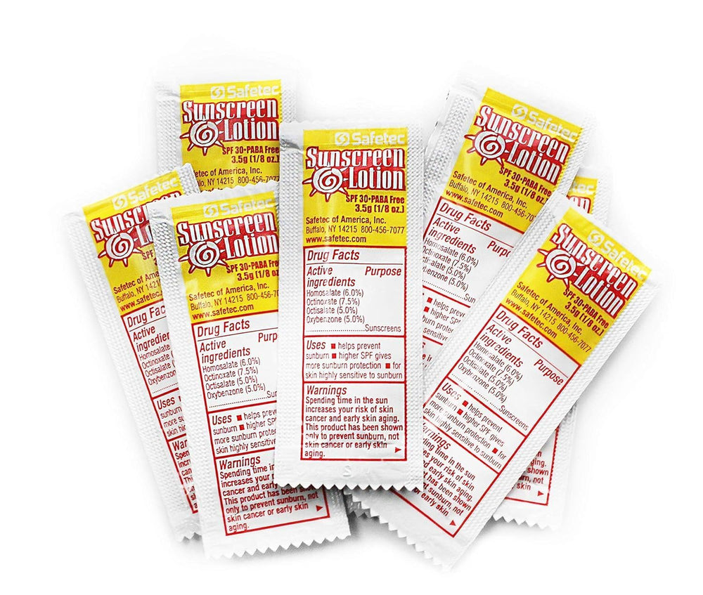 Safetec SPF30+ packets offer quick sun protection when outdoors