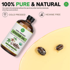 SAHAK amber glass bottle containing cold-pressed organic castor oil for daily use.
