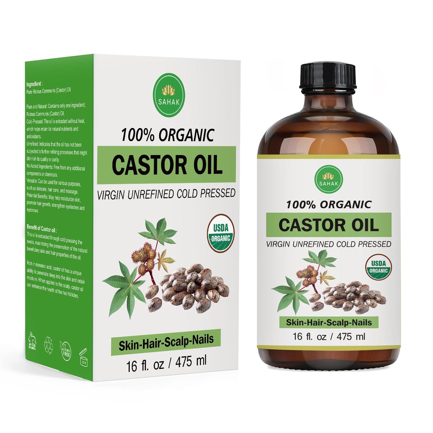 SAHAK castor oil for multi-use beauty routines including nails and cuticles.