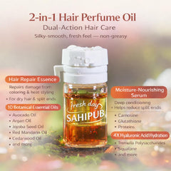 SAHIPUB Hair Perfume Oil fragrance notes indicate 10 scents for mood matching.