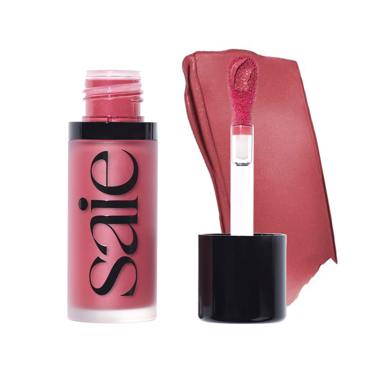 Saie Dew Liquid Blush compact shows glow-ready finish for a natural flush.