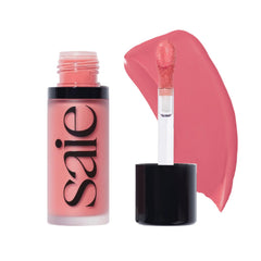 Saie Dew Liquid Blush Sweetie application for precise, buildable color