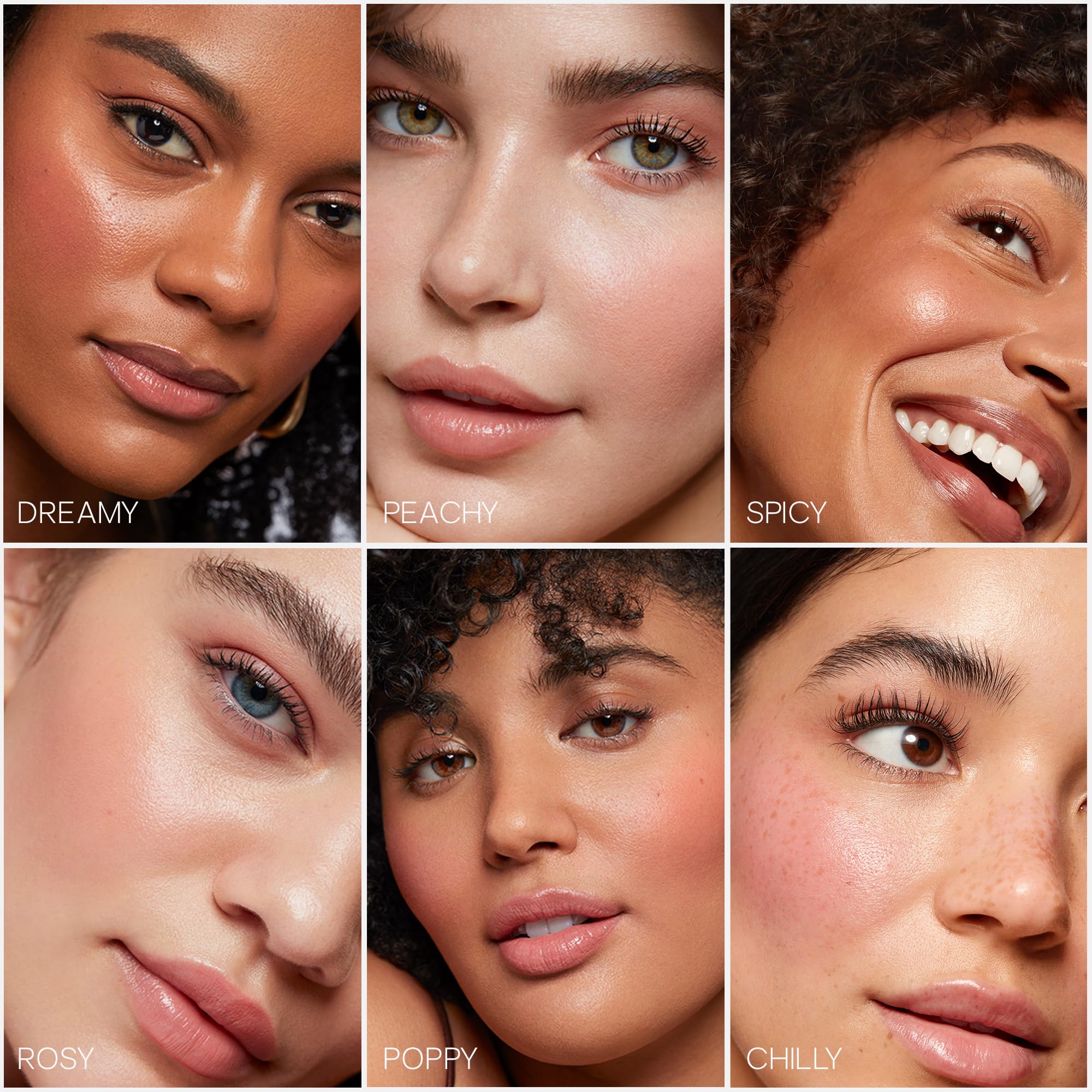 Saie Dew Liquid Blush swirls onto cheekbones for a radiant look.