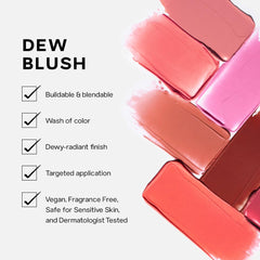 Saie Dew Liquid Blush Trio applicator demonstrates easy dab-and-blend application.