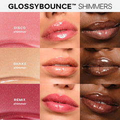 Saie Glossybounce sheer shades on lips provide a natural, bright look