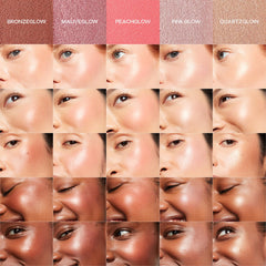 Double Brush large end lifts cheekbones with Glow Sculpt.