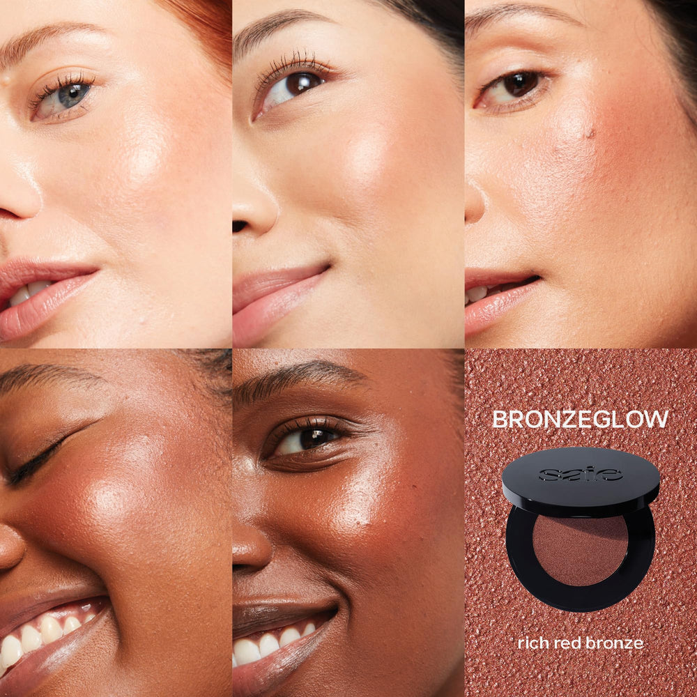 Saie Glow Sculpt small brush for precise highlighting on high points.
