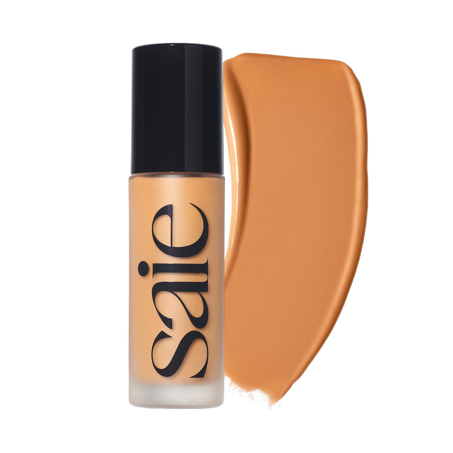 Saie Glowy Super Skin Tint bottle-pump showing easy application.
