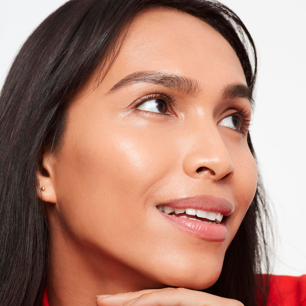 Saie Glowy Super Skin Tint texture close up highlights luminous finish.