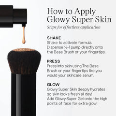 Saie Glowy Super Skin Tint textured swatch shows light, breathable coverage.