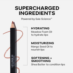 Saie Lip Liner 101 meadowfoam oil swatch for hydration.