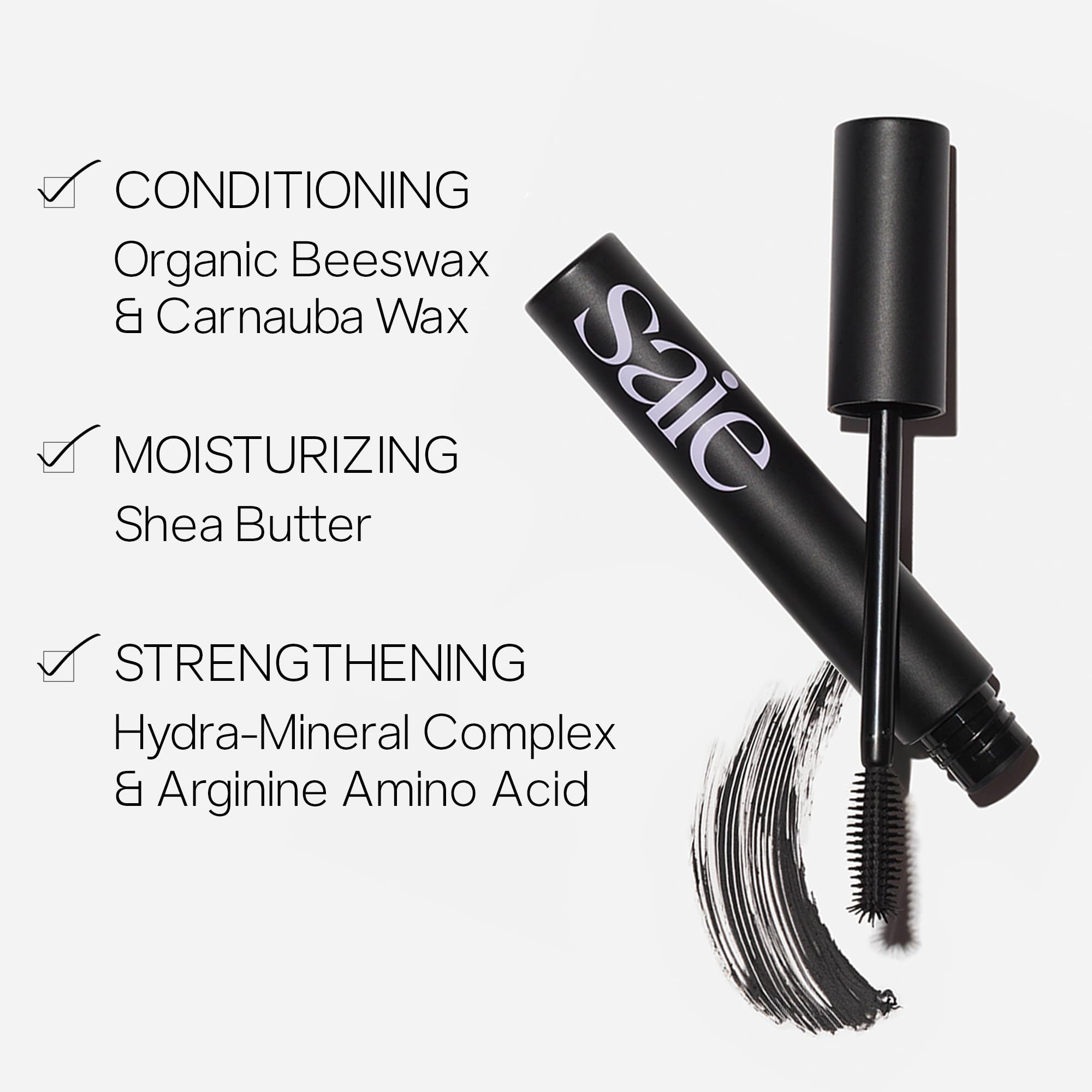 Saie Mascara 101 brush-tip for outer lashes enhances corner definition.