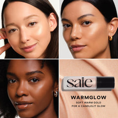 Saie Mini Glowy Super Gel dispensing pump streamlines glow on the go.