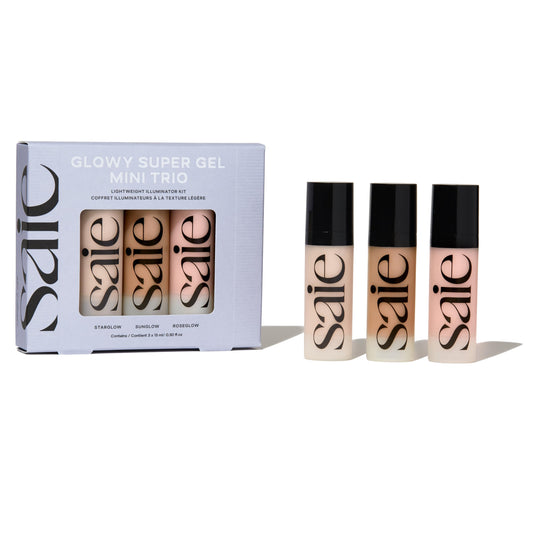 Saie Mini Glowy Super Gel Starglow bottle for a lightweight radiant finish.
