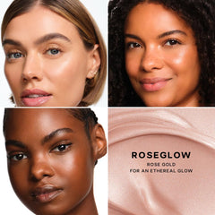 Saie Starglow swatch shows buildable shimmer for subtle highlight.