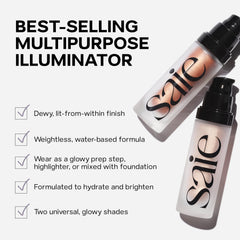 Saie Mini Glowy Super Gel under makeup use boosts glow.