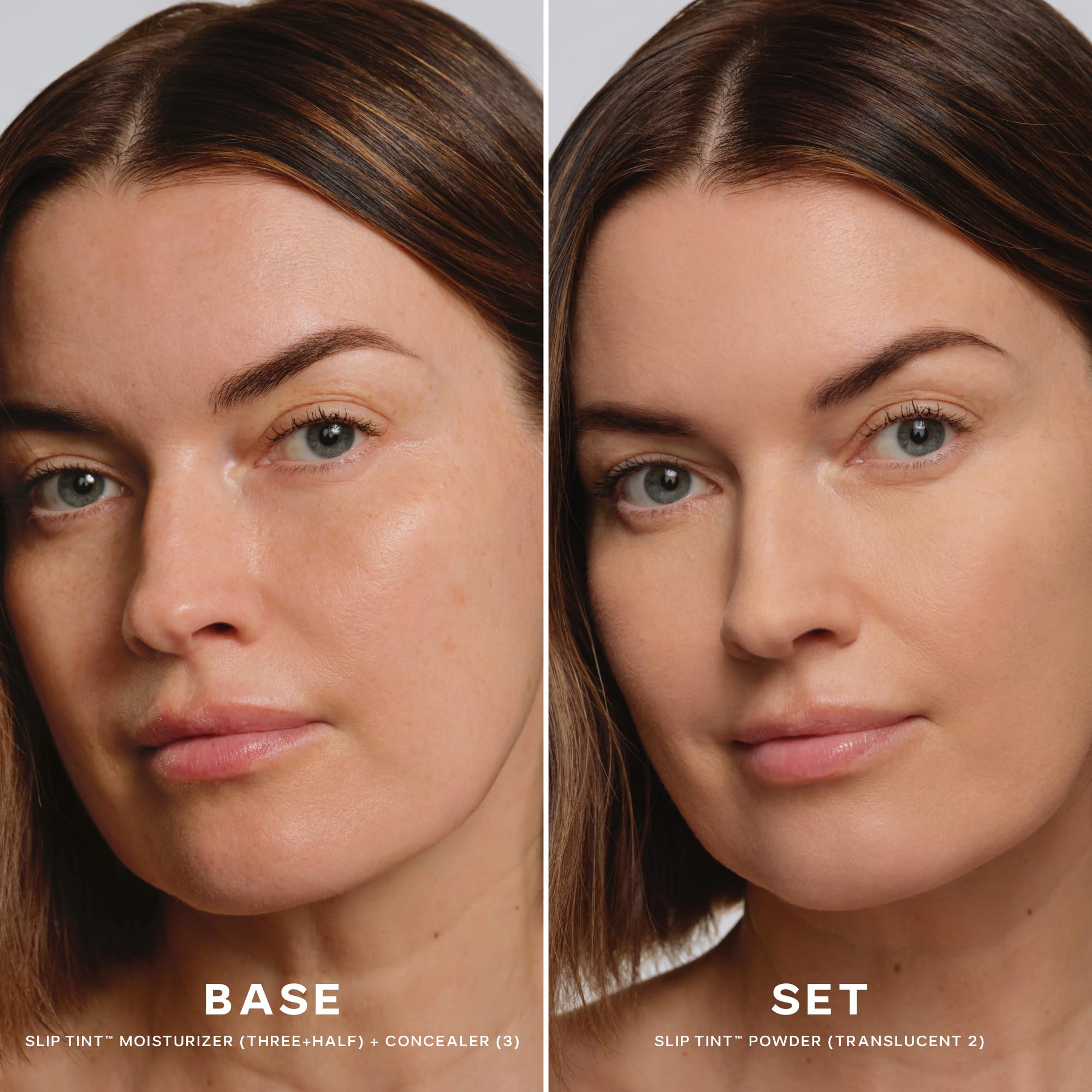 Saie Slip Tint Baked Setting Powder brush-application shot for easy, even coverage.
