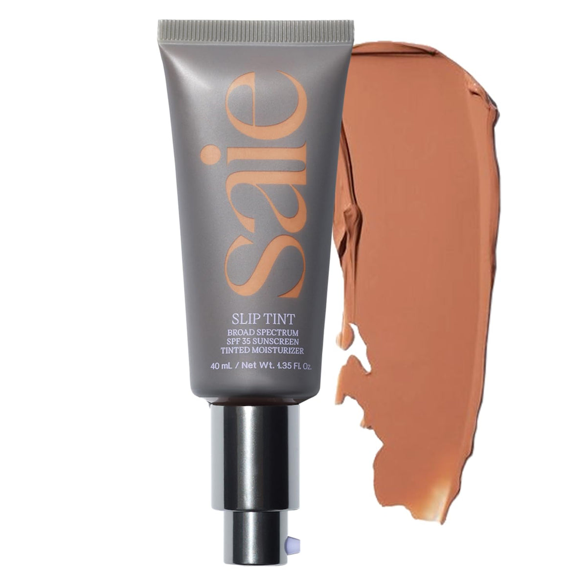 Saie Slip Tint Shade Six bottle closeup showing radiant hydration and SPF 35 protection.