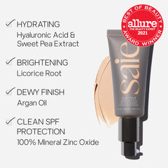 Mineral SPF 35 protection with non-nano zinc oxide on skin.