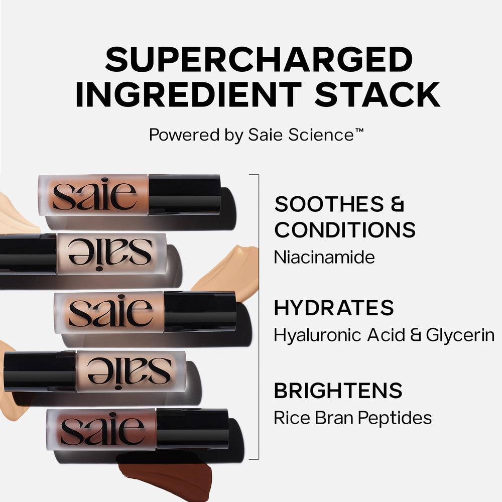 Saie Slip Tint vegan, cruelty-free formula highlighted for clean makeup.