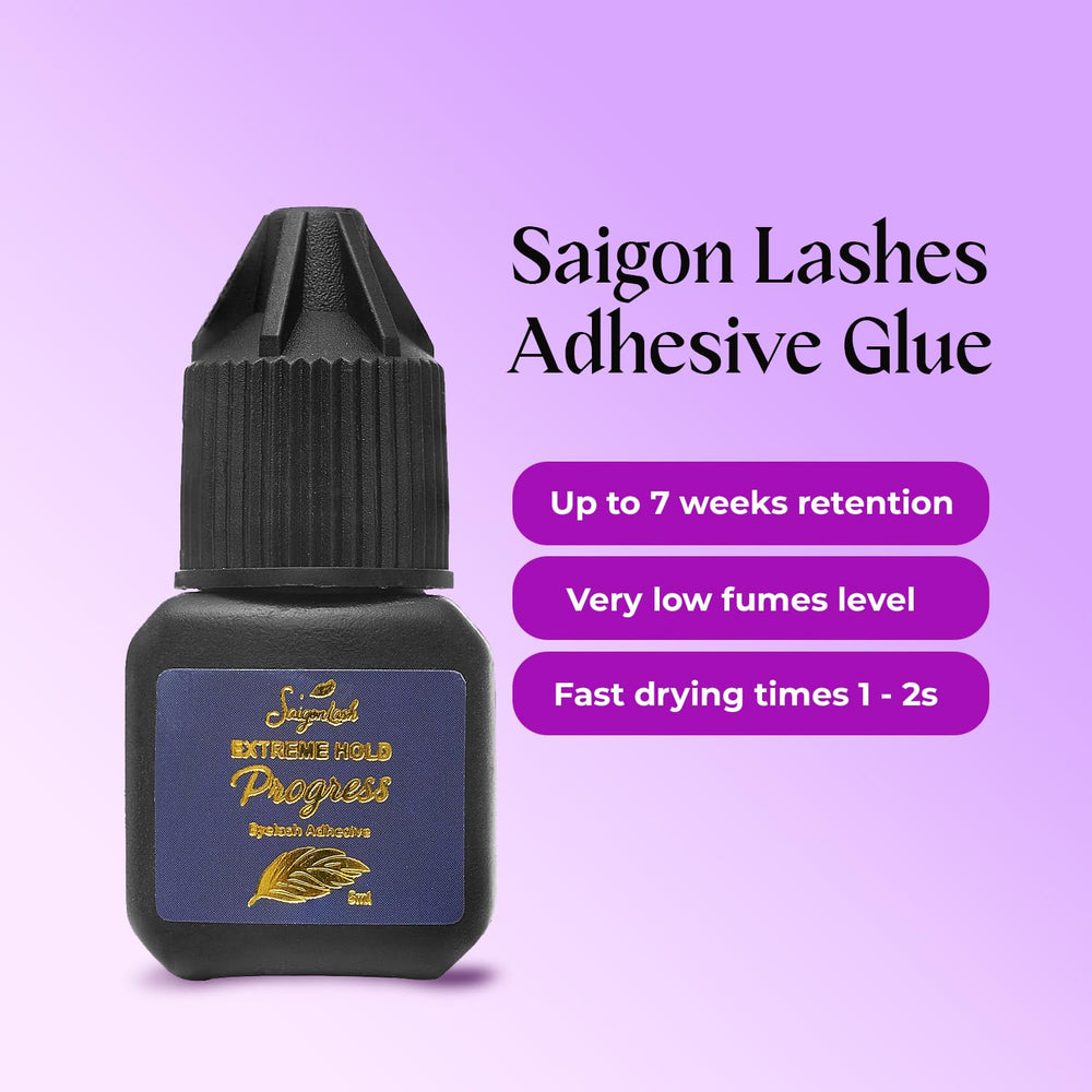 Saigon Lash Extreme Hold glue dispense captures smooth flow for clean, clump-free lash applications.