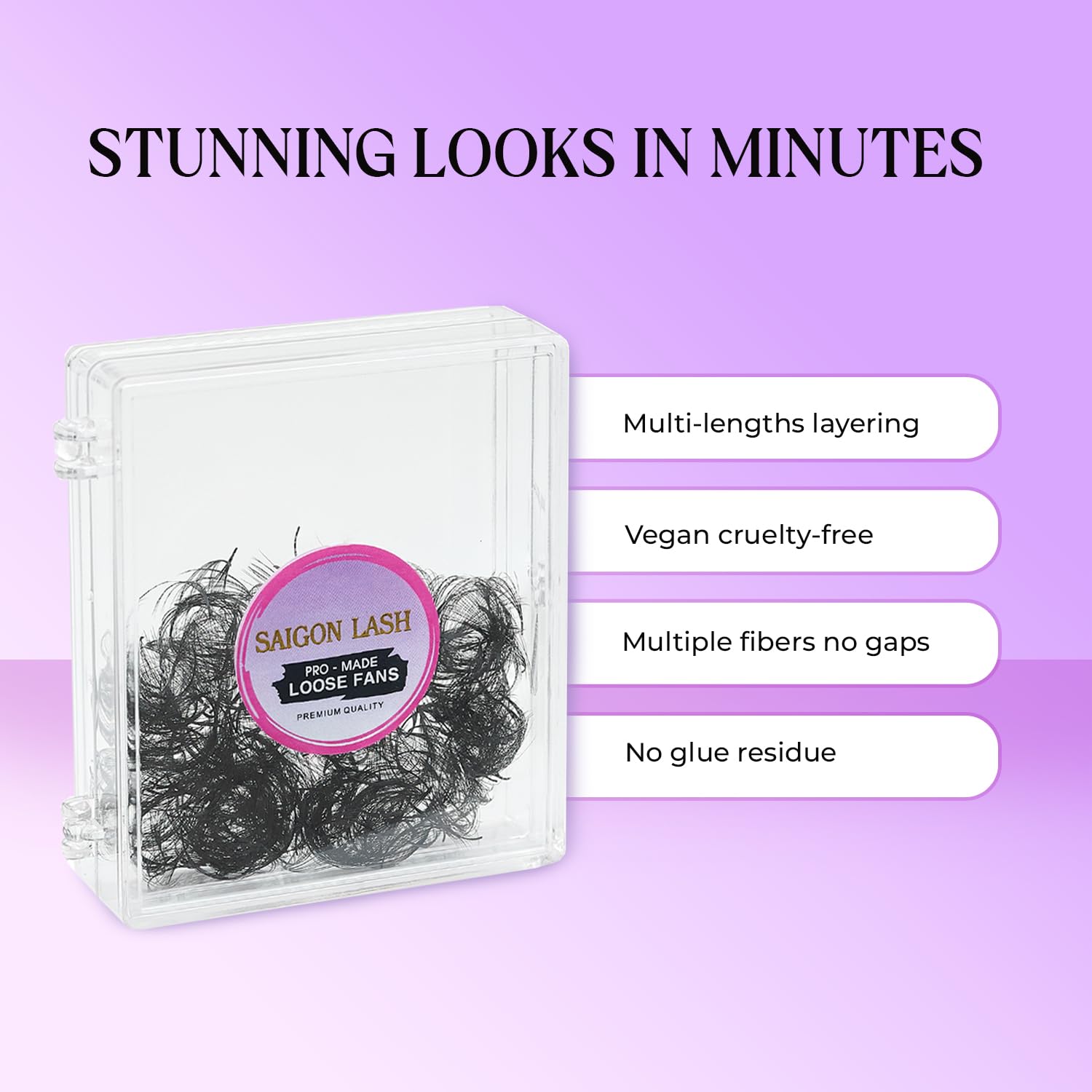 SAIGON LASH handmade Korean PBT fibers for ultra-soft, matte black lashes