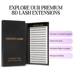 Saigon Lash narrow base laser-tech for clean pickup and secure bonds.