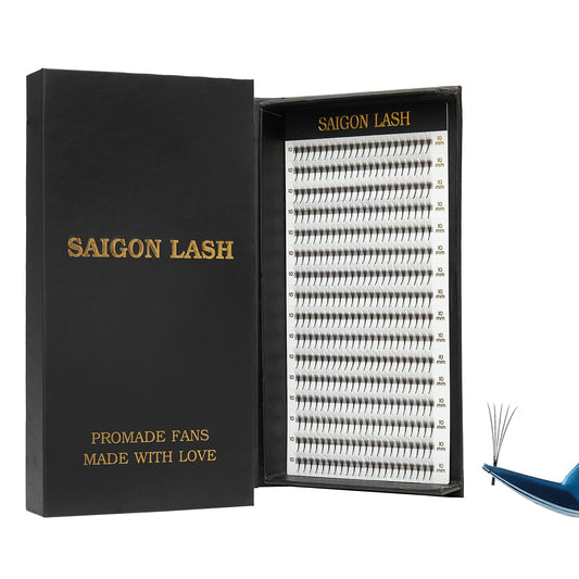 Saigon Lash wispy promade fans 3D with enhanced adhesion for lasting lash sets