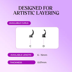 SAIGON LASH Wispy Promade fans offer C and D curl options for customization.