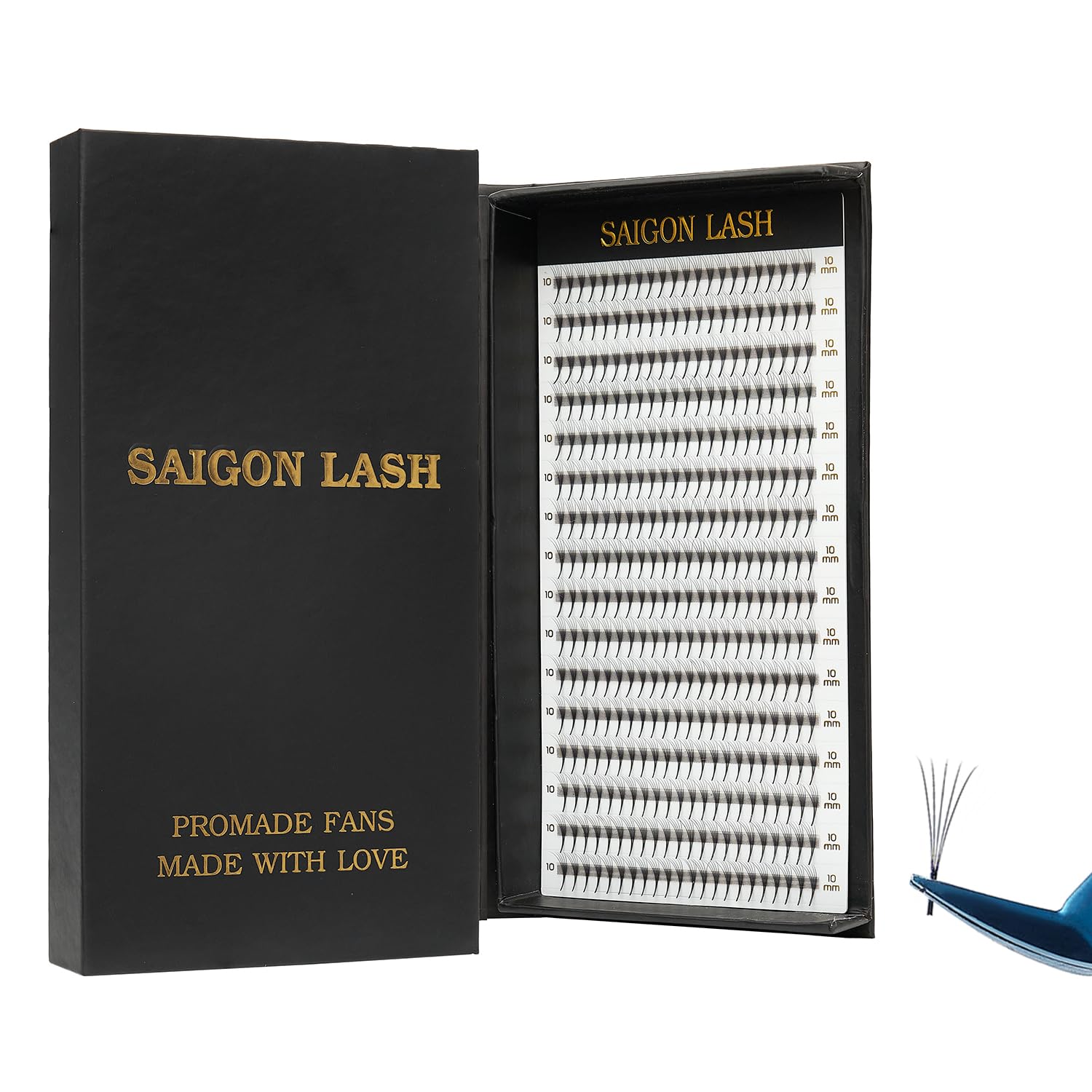 SAIGON LASH Wispy Promade fans with laser-base design for durable lash connections.