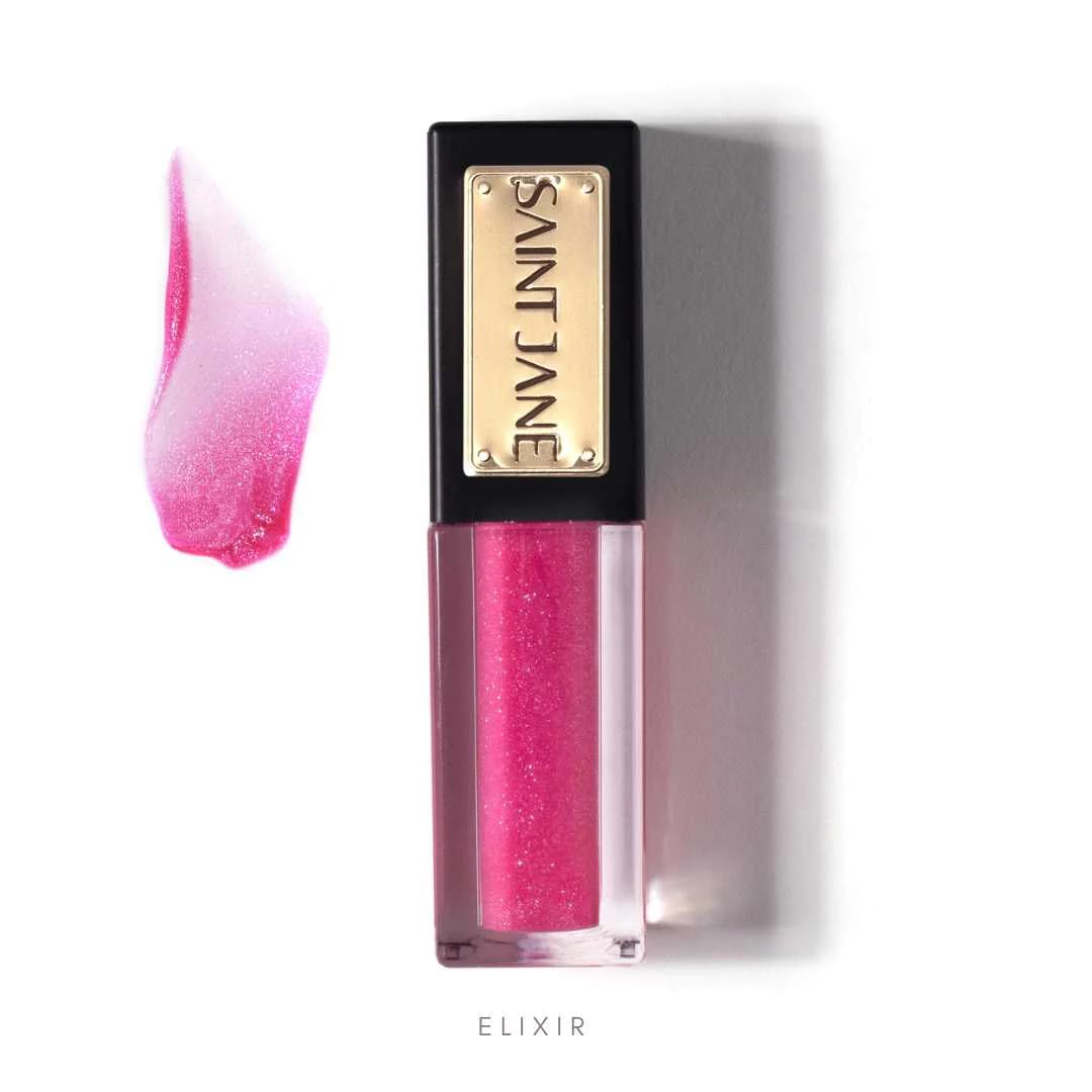 SAINT JANE lip oil Elixir swirl delivers a subtle shimmer on lips.