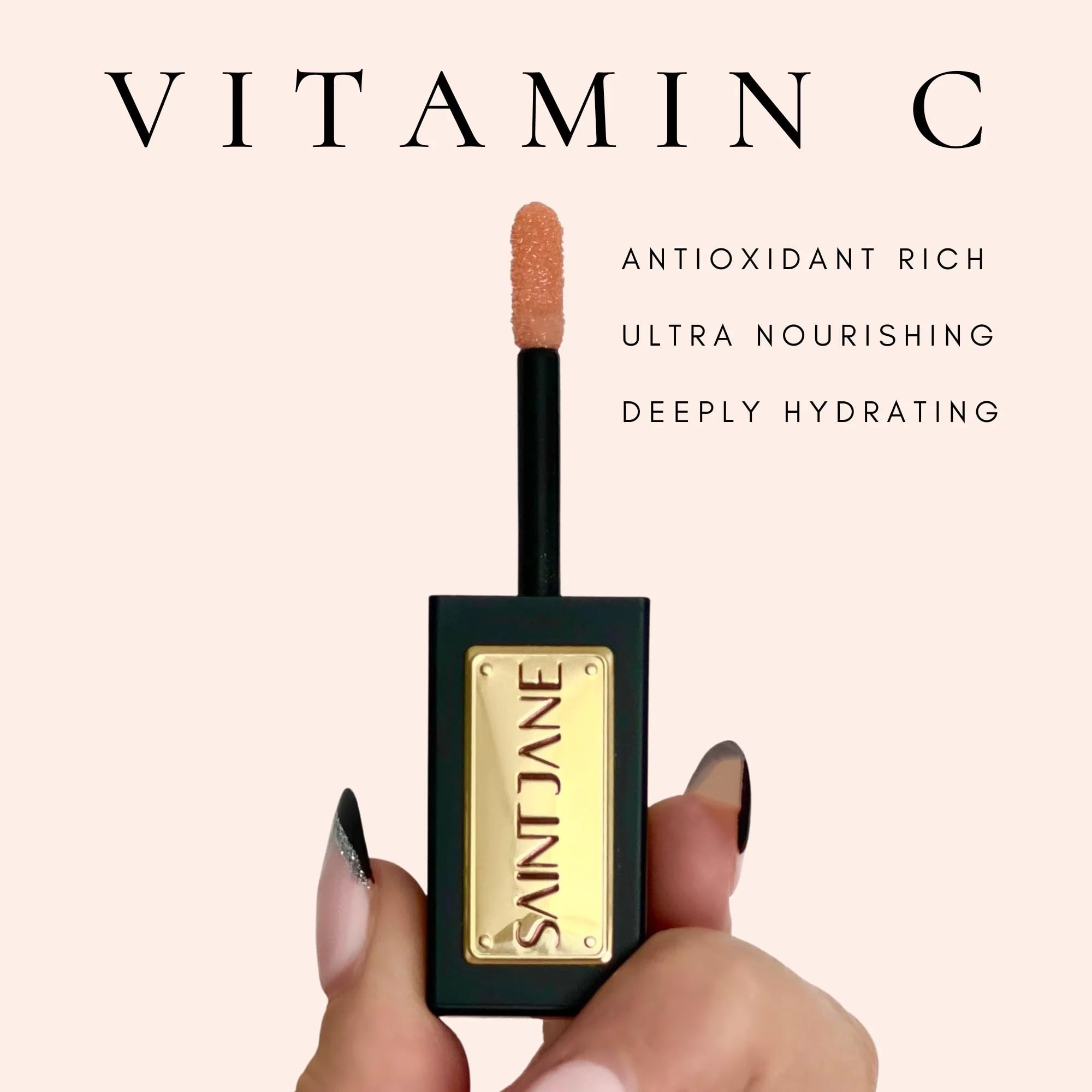 SAINT JANE lip oil on lips demonstrating hydration and shine