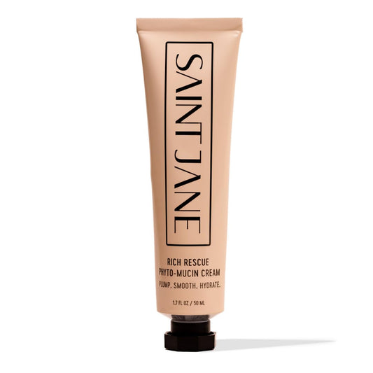 SAINT JANE Rich Rescue Cream bottle shows luxe packaging for hydration