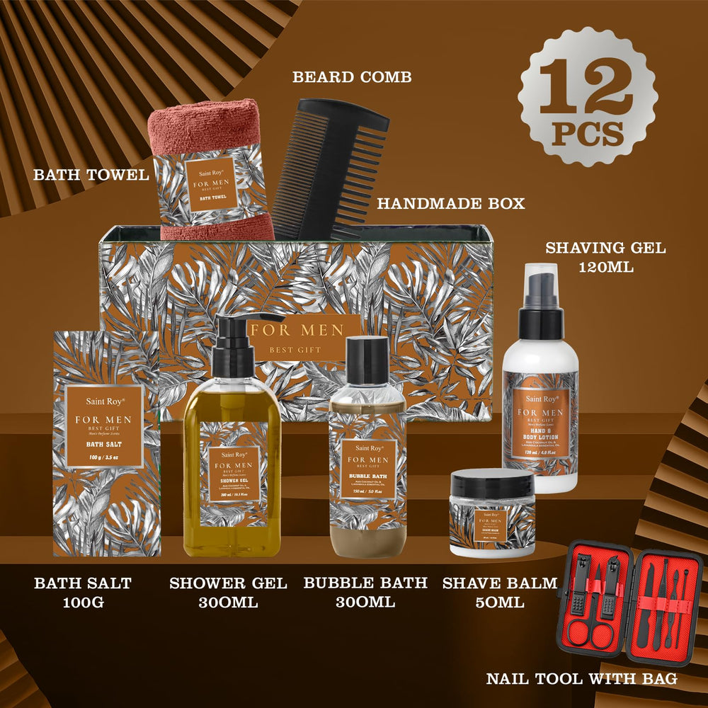 Saint Roy men’s bath spa kit with grooming essentials for daily care
