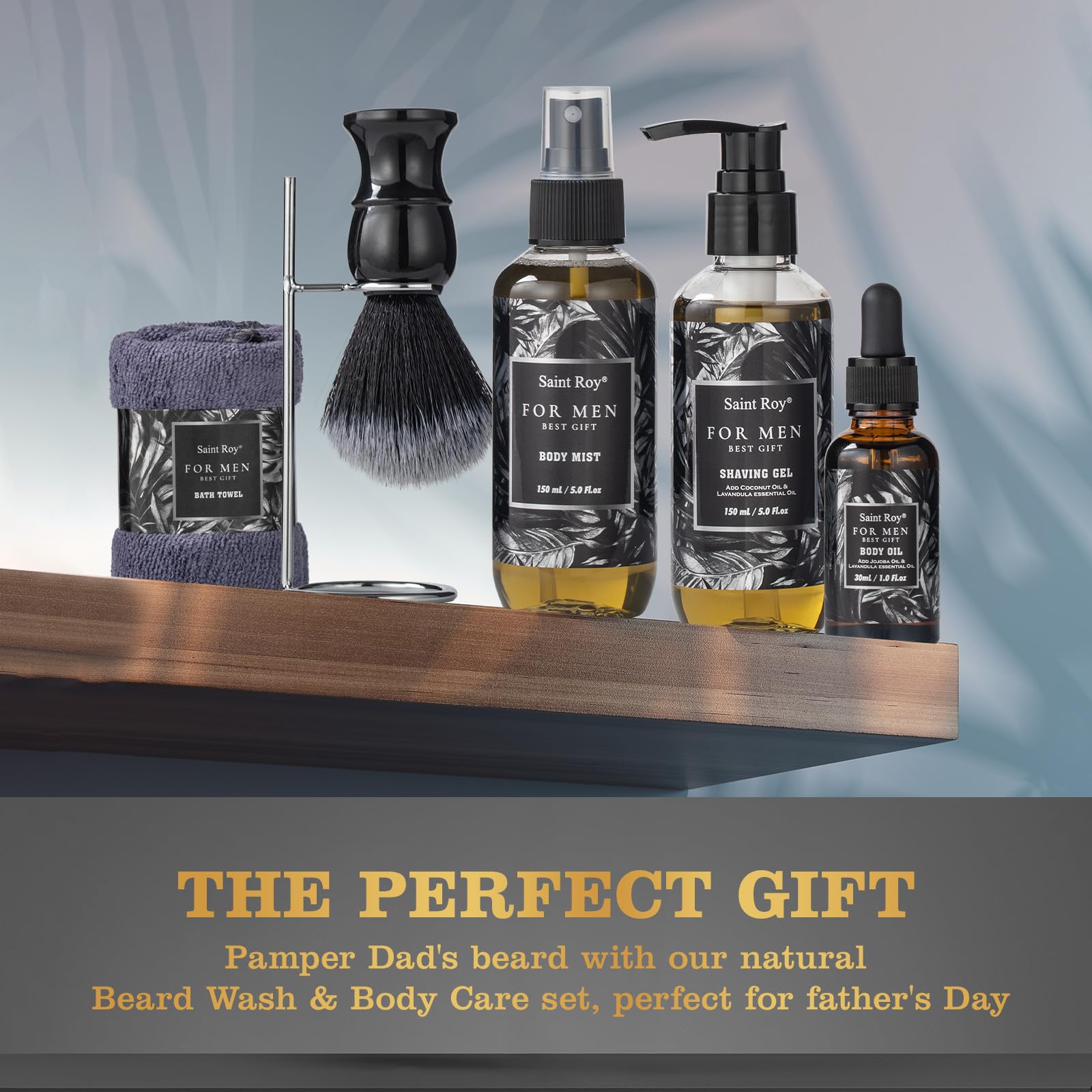 Saint Roy soft bath towel complements the set for a cozy post-shower routine.