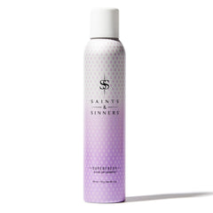 Saints & Sinners Superfresh Divine dry shampoo bottle closeup for instant refresh.