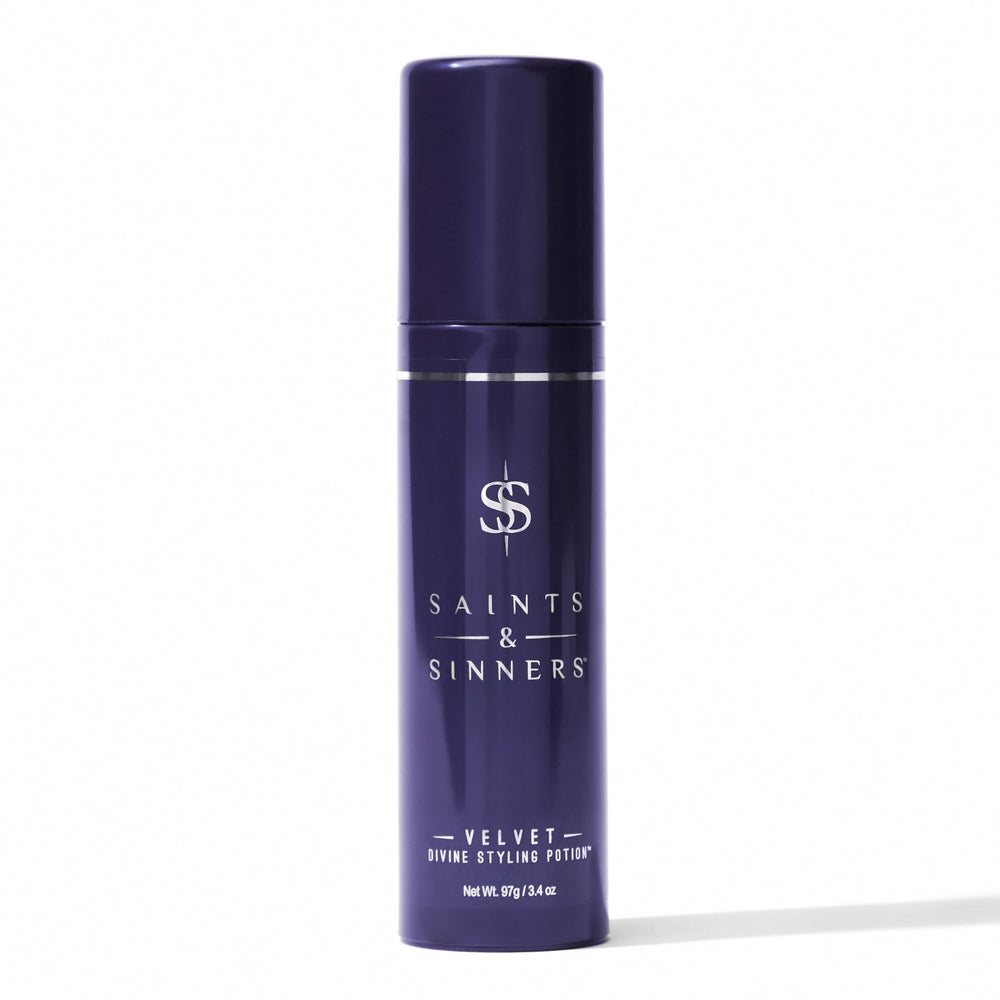 Saints & Sinners Velvet Divine bottle pour for smooth styling on damp hair