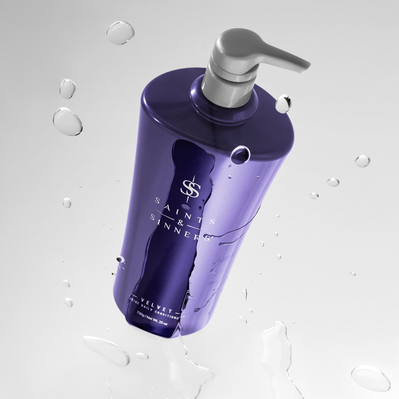 Velvet Divine on bathroom shelf suggesting luxurious moisture for all hair types.