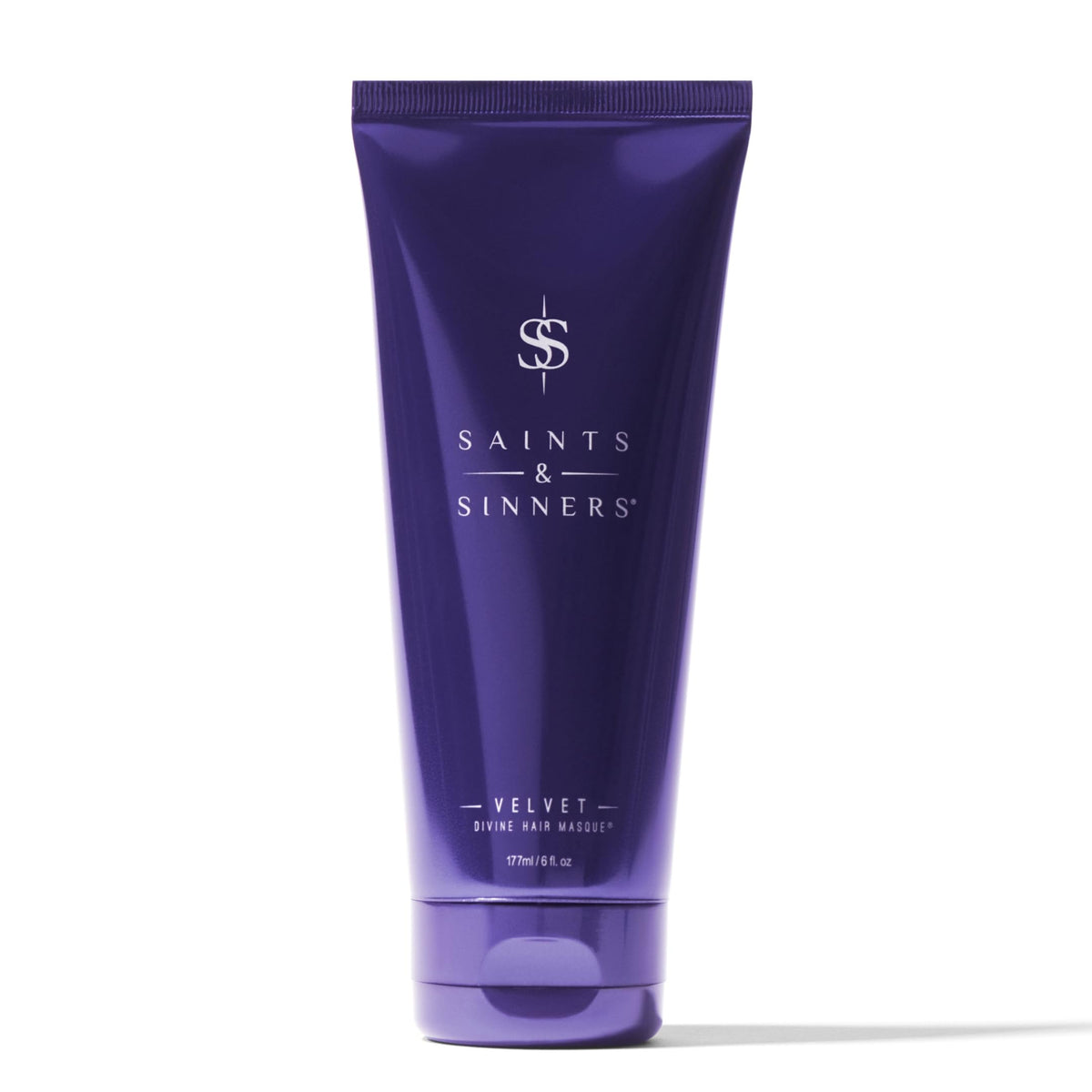 Saints & Sinners Velvet Divine Hair Masque bottle for deep conditioning and frizz control.