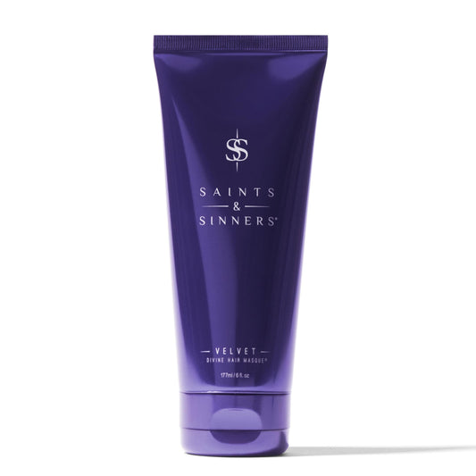 Saints & Sinners Velvet Divine Hair Masque bottle for deep conditioning and frizz control.
