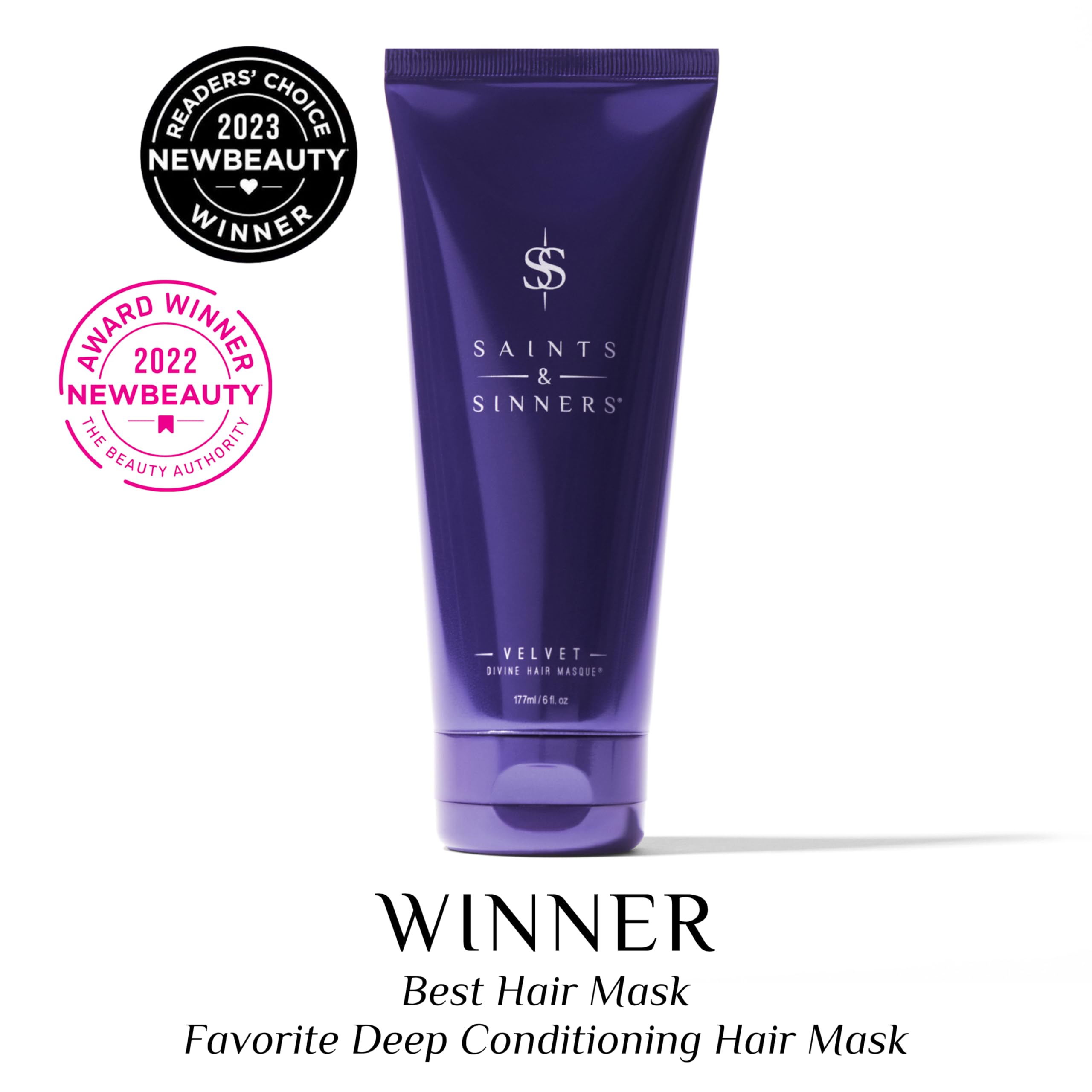 Saints & Sinners Velvet Divine hair masque texture close-up with creamy conditioning.