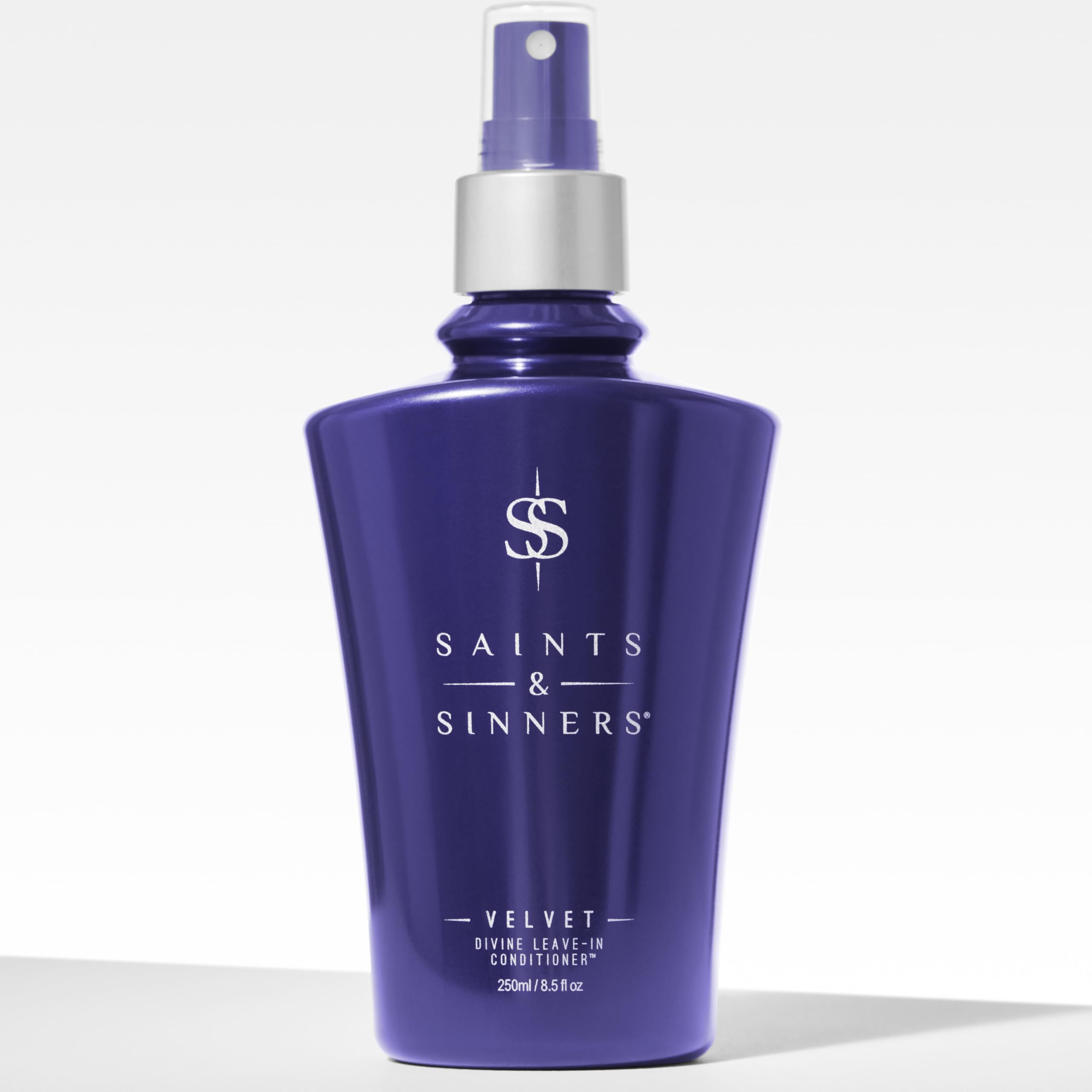 Saints & Sinners Velvet Divine packaging highlights premium, clean ingredients for hair care.